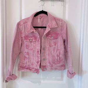 Free People pink acid wash denim